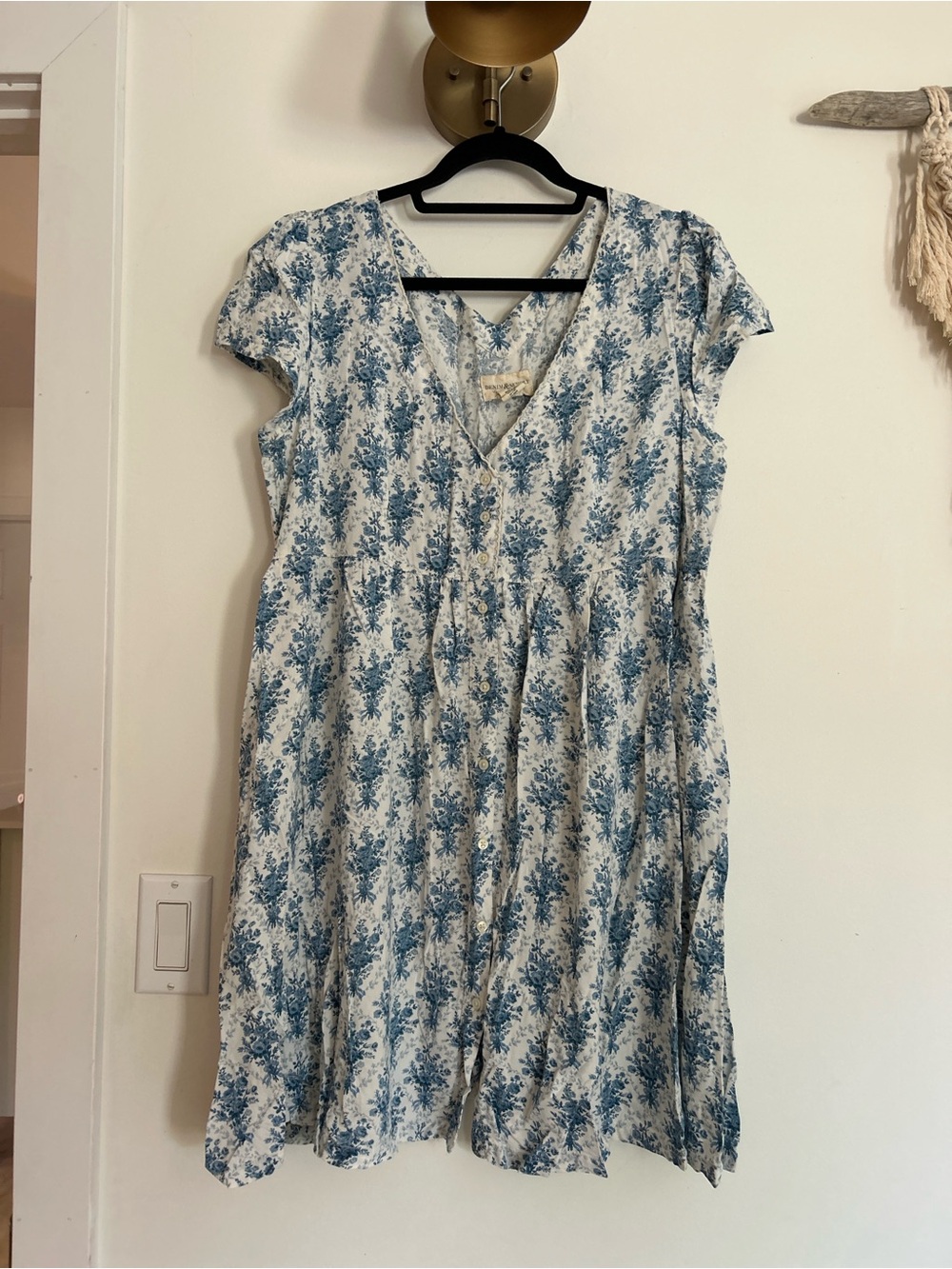 Denim & Supply Ralph Lauren Cream Dress with Blue Floral Print